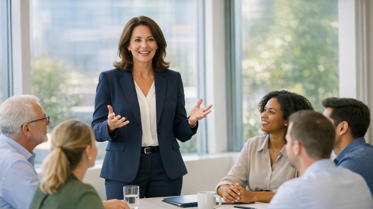 A facilitator leading an engaged team around a conference table